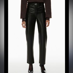 Wilfred Aritzia Melina Black Faux Leather Straight Fit Pants 8 Crop High Rise